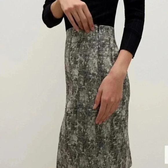 MM Lafleur noho crackle pencil skirt 2 black cream - Picture 1 of 8